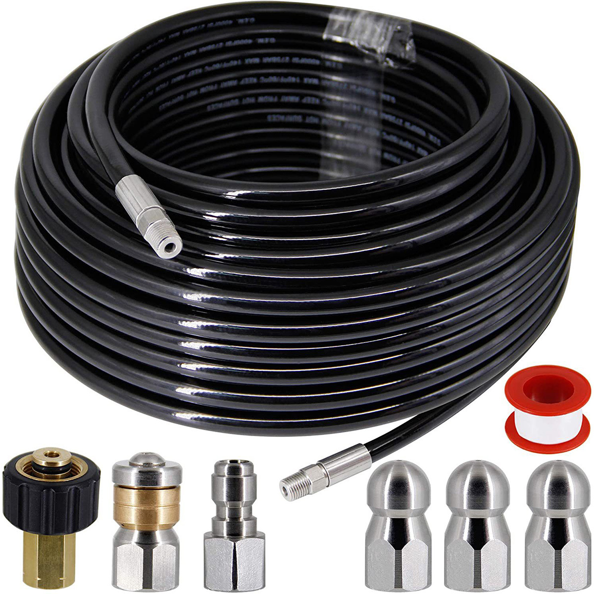 1.0/7inch Meter Sewer Water Spray Kit High Pressure Washer Hose 4000PSI Drain Cleaning Hose