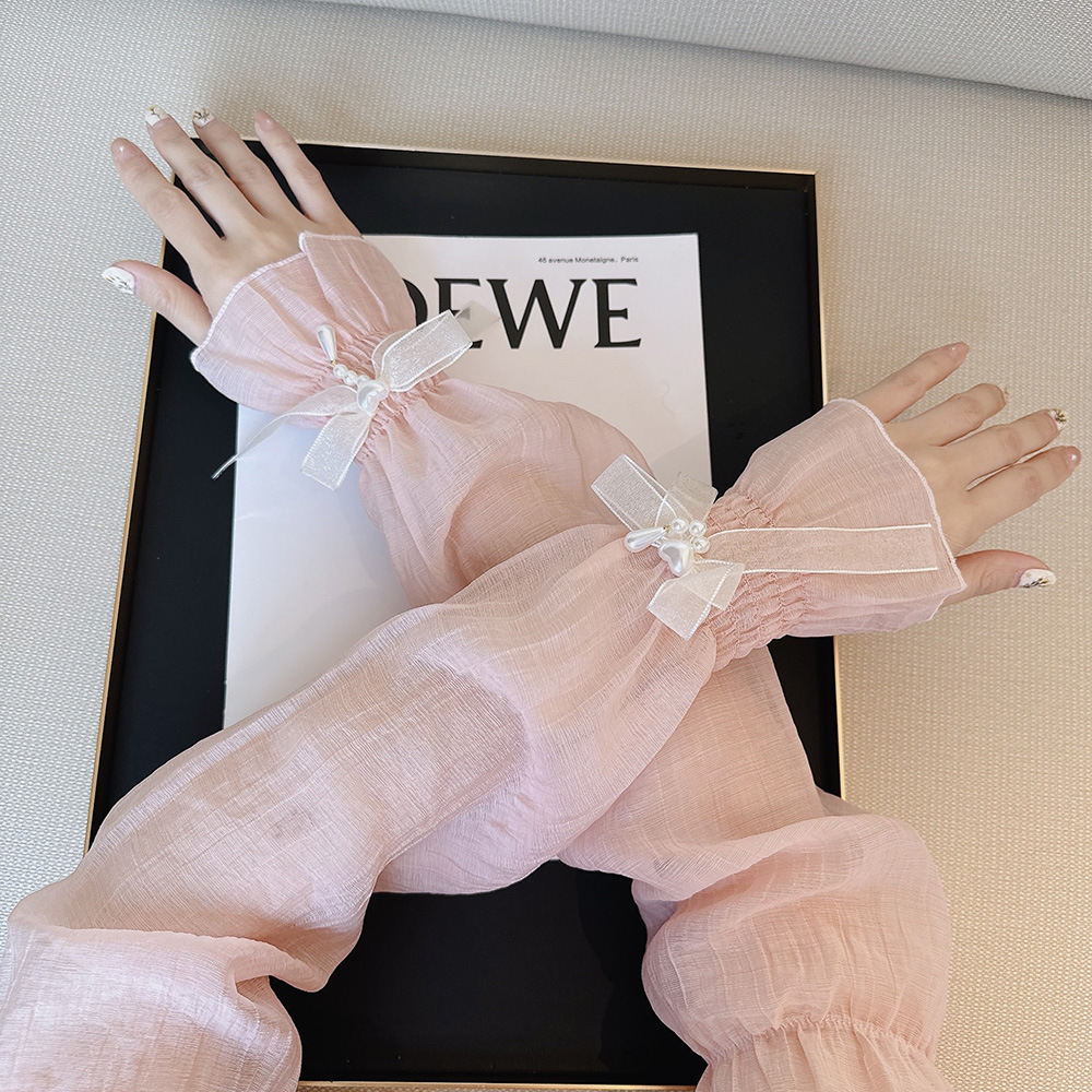 New Princess Style Korean Yarn Pleated Sunscreen Loose Ice Sleeve Women's Sweet Cute Sunshade Riding Outdoor Sleeve Summer