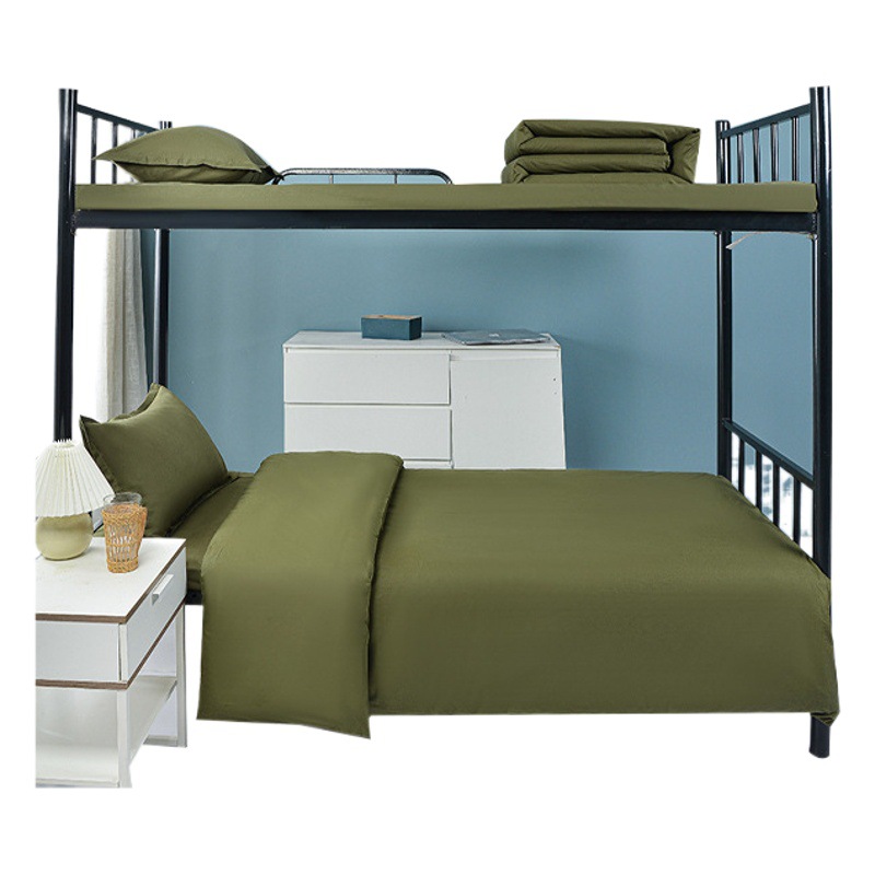 Bed hat student dormitory three-piece Army Green bed six-piece military training quilt mattress removable and washable lake blue