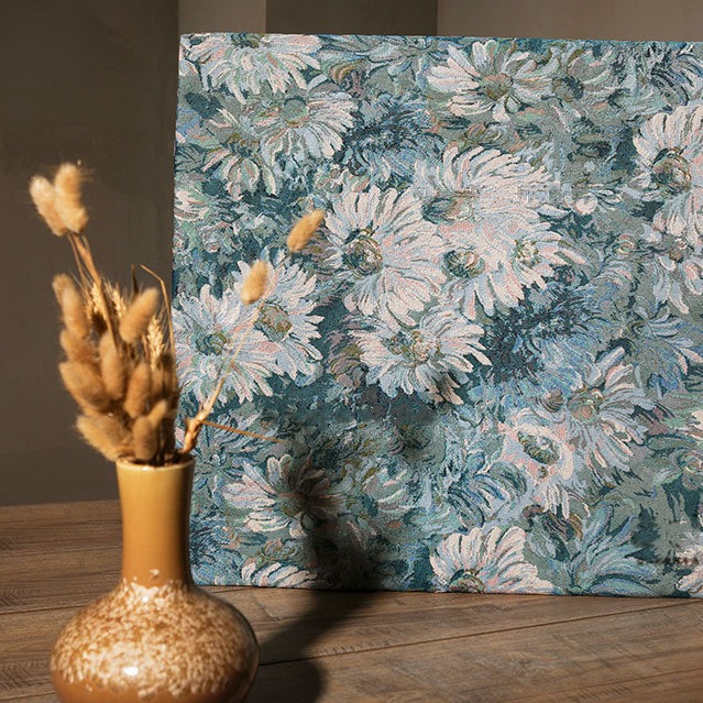 Blue and White Van Gogh Rigid Profile Jacket Skirt Oil Painting Jacquard Cloth Handmade Diy Bag Fashion Designer Fabric