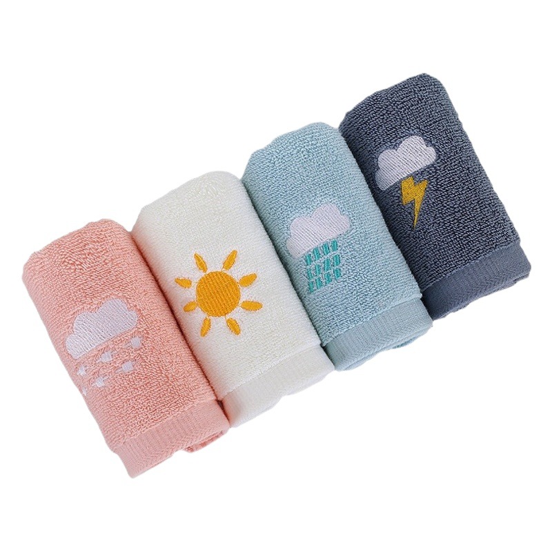Cotton children's towel wholesale weather embroidery towel cotton face towel thickened absorbent baby small towel cross-border