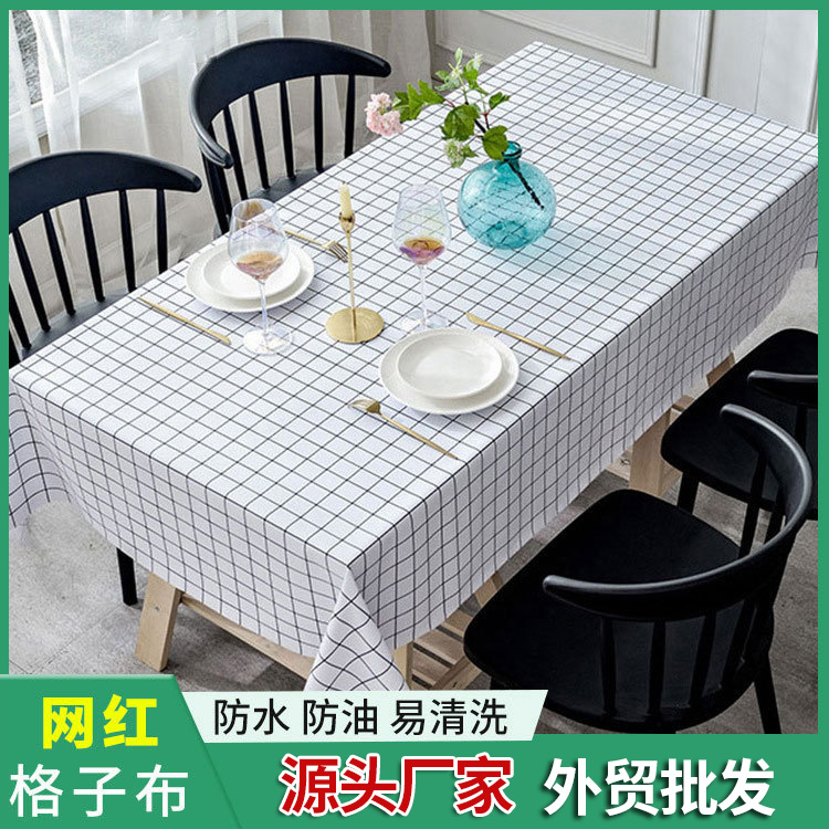 Picture of Cross-border Foreign Trade ins Style Nordic Pastoral PEVA Tablecloth Simple Anti-scalding Waterproof Oil-proof Wash-free PVC Plaid Tablecloth