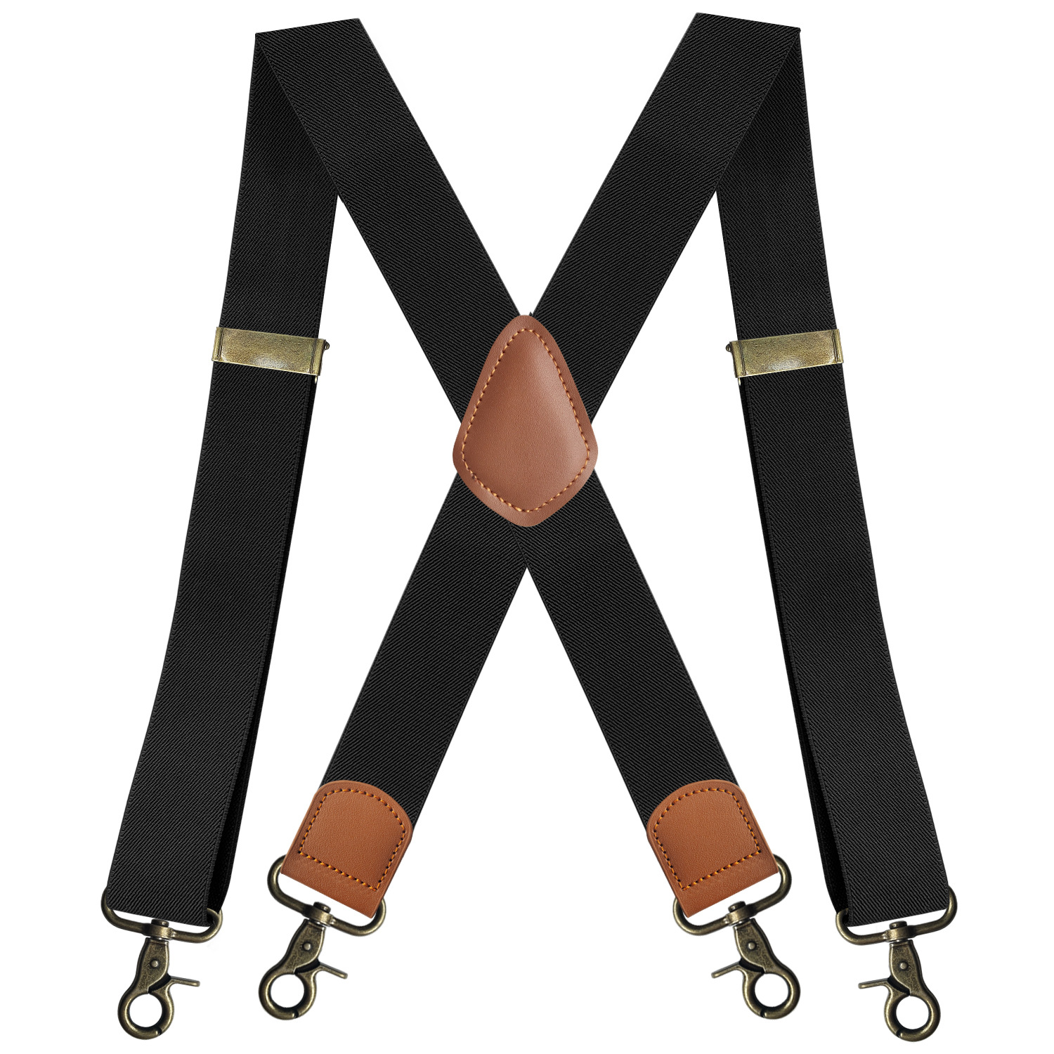 Picture of Manufacturers supply adult men's 4-clip elastic elastic strap X-shaped trousers suspenders with bronze hook buckle strap clip