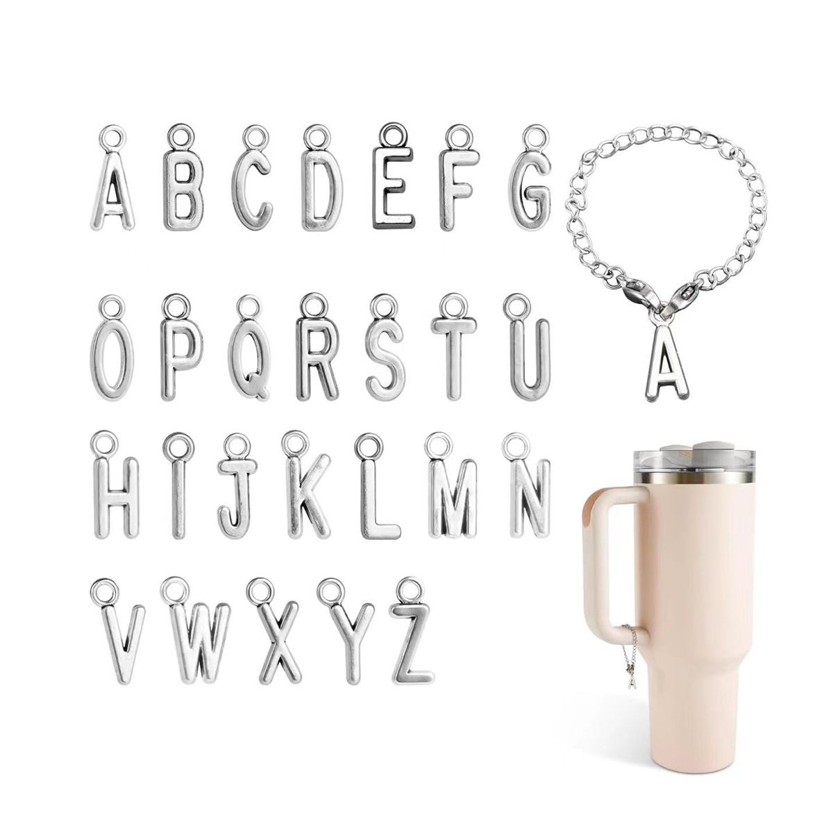 European and American cross-border new Cup pendant accessories 26 English letters luggage keychain shoes ornaments wholesale