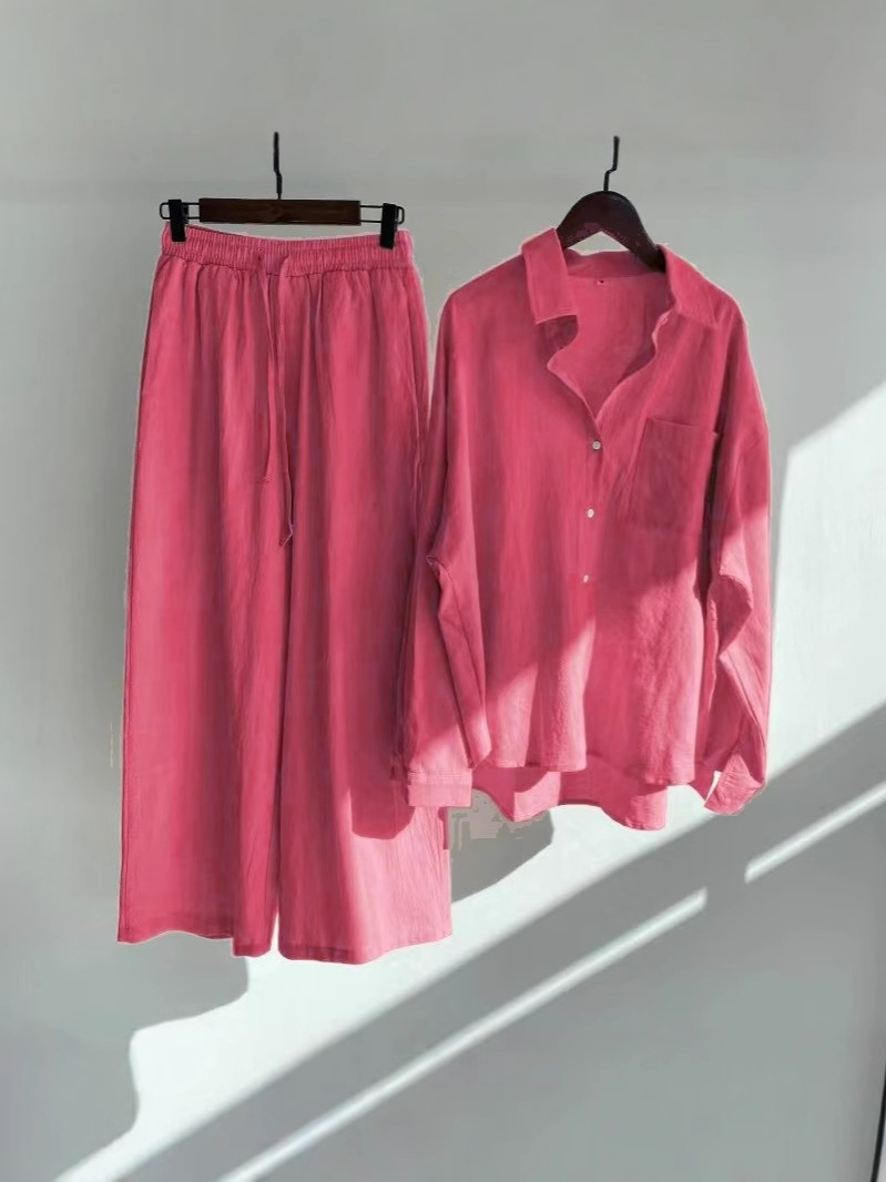 Picture of AliExpress cross-border plus size women's clothing 2025 spring retro temperament high waist loose pants commuter shirt suit women