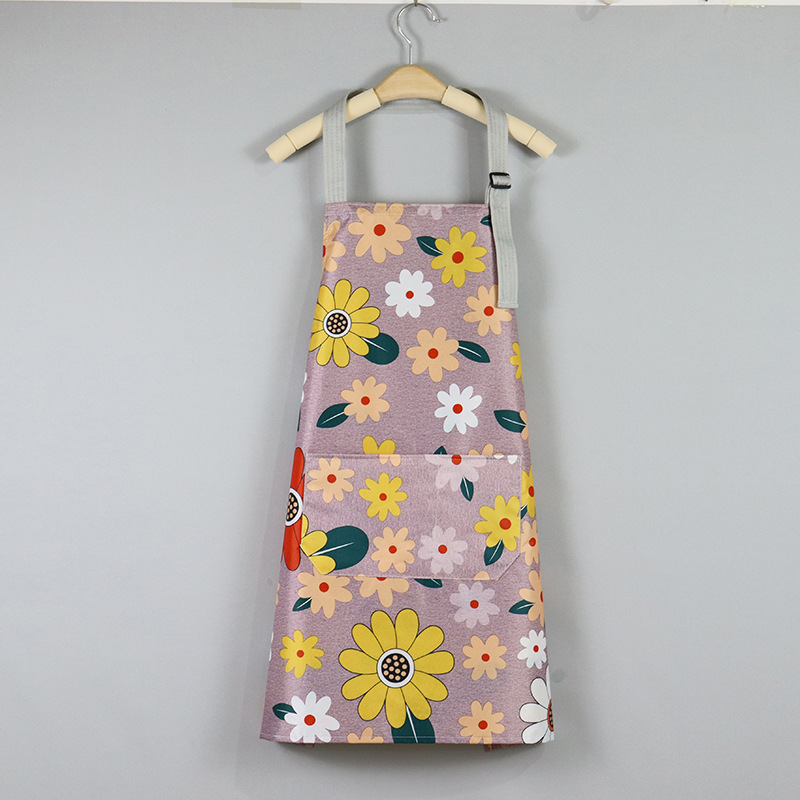 Picture of New kitchen flower half neck adjustable apron women's summer thin breathable waist waterproof and oil-proof wholesale