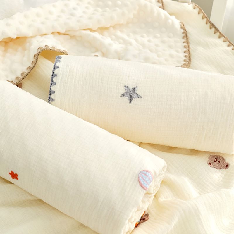 Picture of Bean Blanket Baby Gauze Blanket ins Embroidered Newborn Baby Calming Blanket Children's Blanket Baby's Quilt