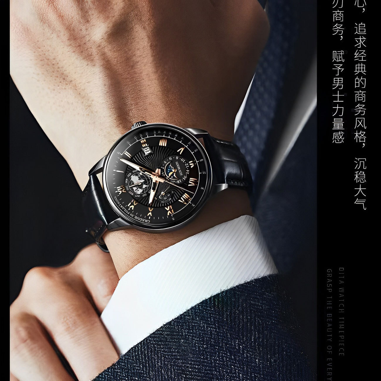 Picture of Watch Men's Top Ten Swiss Automatic Watch Waterproof Luminous Mechanical Belt Quartz Watch Genuine Business Watch