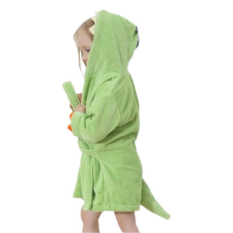 Cross-Border Children's Cartoon Bathrobe Claw Dinosaur Bath Towel Cotton Absorbent Toddler Hooded Cloak Manufacturer Bathrobe Style