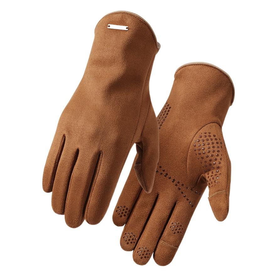 New Winter Warm Gloves Men's Outdoor Riding Suede fleece-lined Thickened Non-Slip Touch Screen Gloves DY45