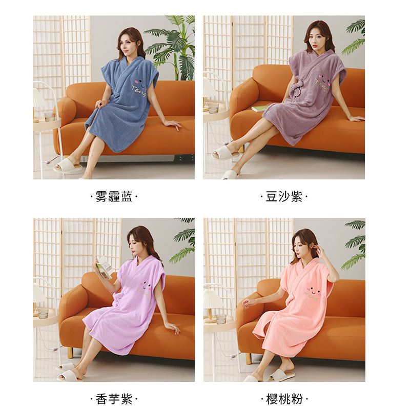 Picture of Bainard Pineapple Dress Dry Hair Hat suit Strap Couples Wearing Bath Towel Embroidered Thickened Absorbent Bathrobe