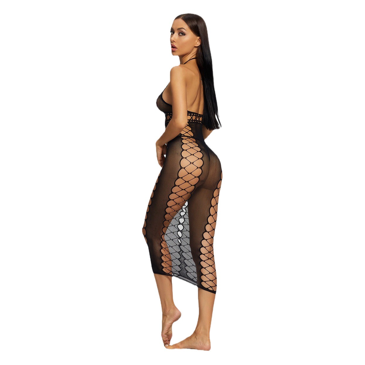 Amazon AliExpress European, American and Italian sexy underwear perspective fishing net conjoined net underwear skirt 8807