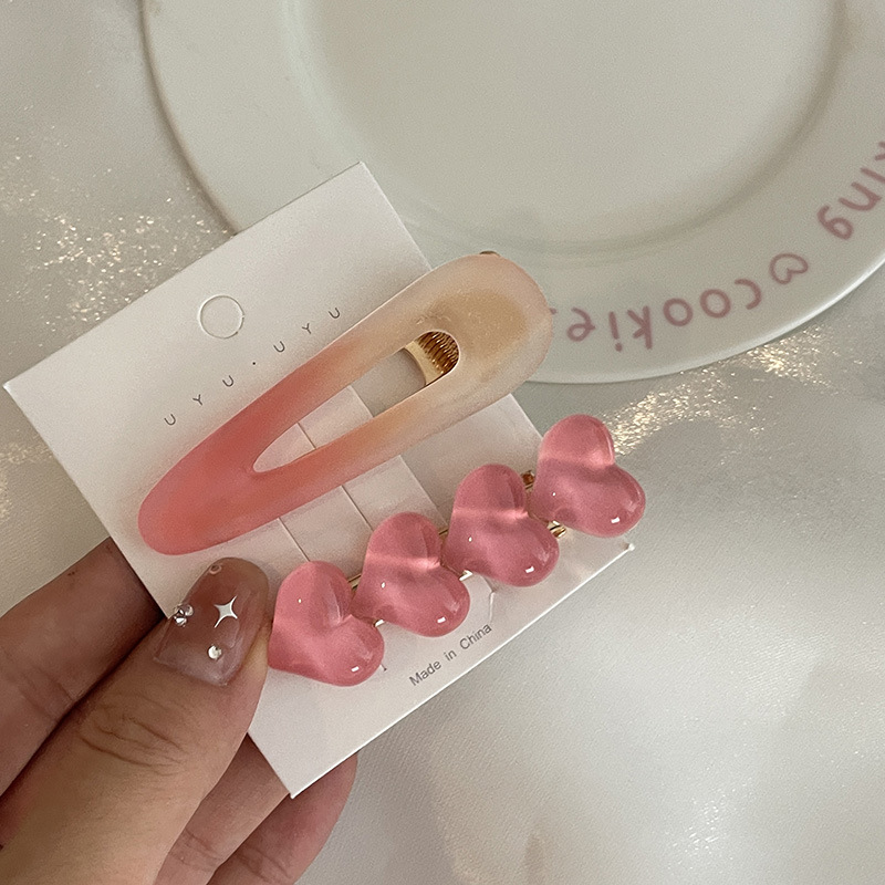 Picture of Pink Hairpin Women's Star Small Hairpin Side Bangs Clip Cute Side Clip Love Dopamine Clip Headdress