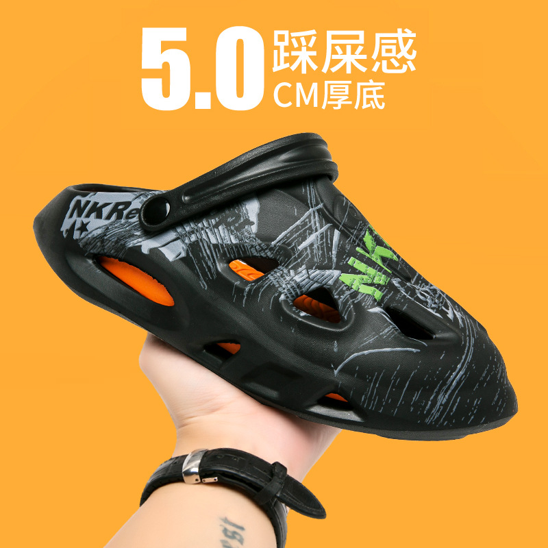 Men's color matching indoor and outdoor beach shoes cross-border plus size hole shoes summer driving thick-soled sandals a generation of hair