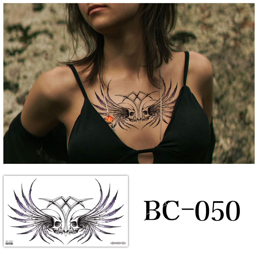 Picture of 2022 new cross-border supply waterproof tattoo stickers simple black and white flower sternum stickers personalized tattoo wholesale