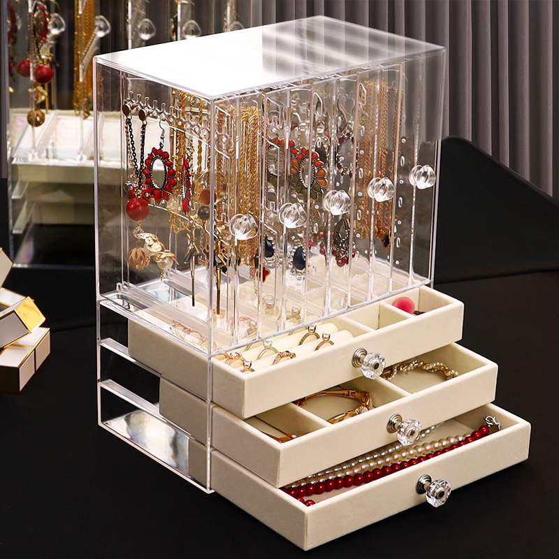 Earring Jewelry Storage Box Large Capacity Hanging Necklace Earrings Ear Clips Ear Accessories Dustproof Transparent Jewelry Display Stand