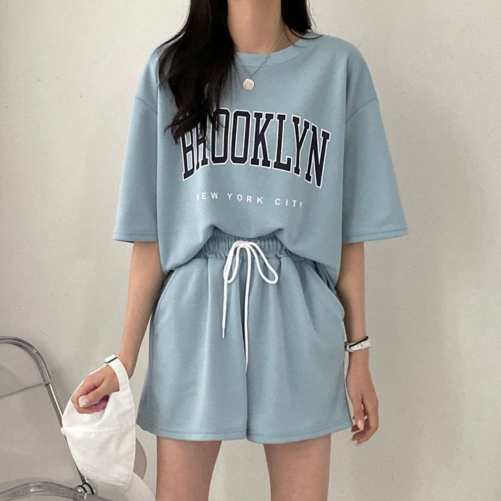 100 Short Sleeve Shorts Women's Two-piece Suit Women's 2022 New Summer Fashion Casual Sportswear Cotton Loose