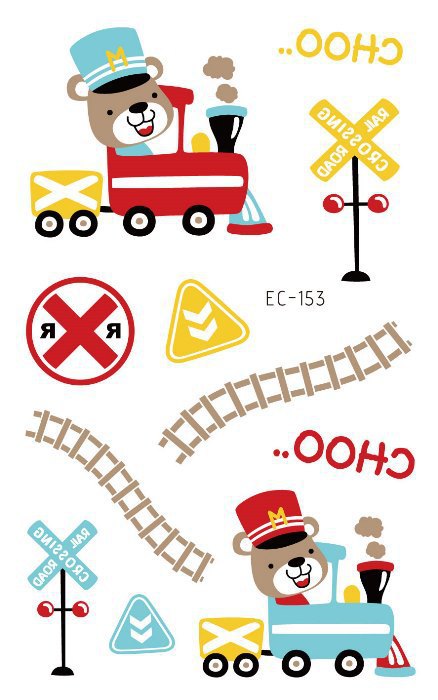 Picture of Children's Cartoon Transport tattoo Paper stickers Aircraft Ship Train Track Creative tattoo stickers