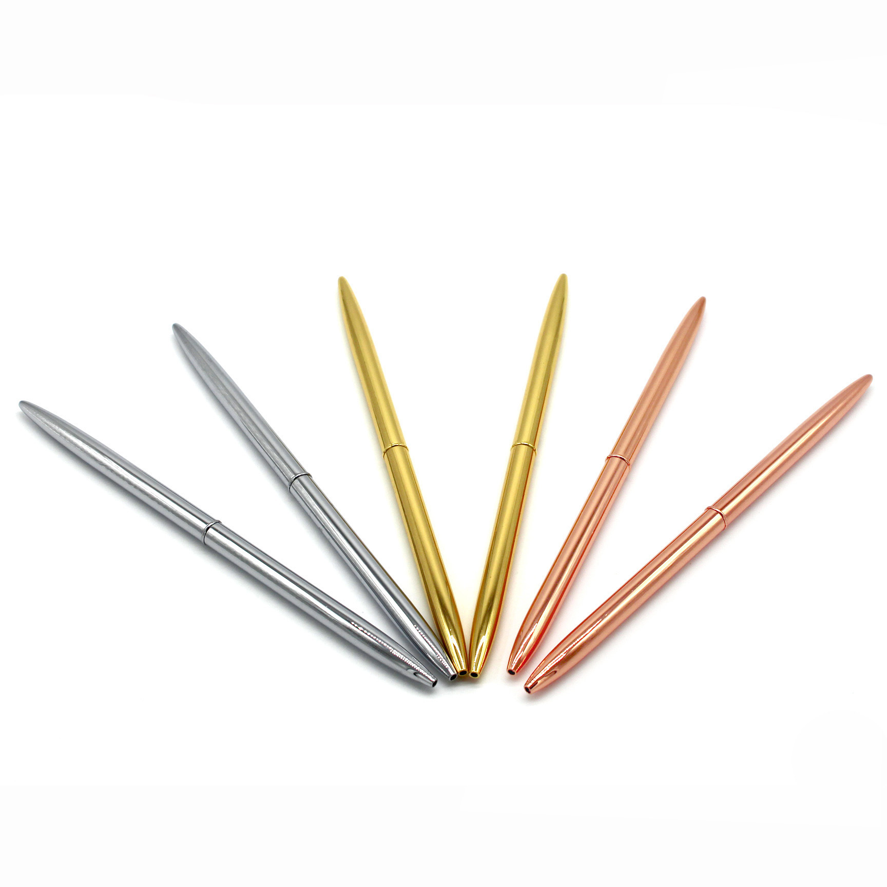 Spot Supply Metal Ballpoint Pen Slender Rotating Copper Desk Pen Spot Hotel Business Office Advertising Promotional Pen