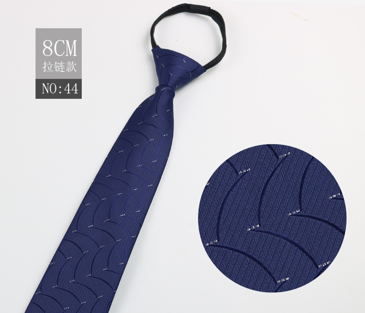 Picture of Factory Black Men's Tie Striped Blue Business Tie Lazy People Knot Free Zipper Tie in stock Wholesale
