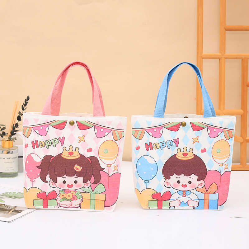 Cartoon Canvas Bag Kindergarten Children's Birthday Gift Sharing Prizes Accompanying Gift Baby Full Moon One Year Old Handbag