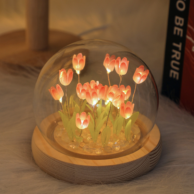 Picture of Tulip Night Light Handmade DIY Material Kit Creative Desktop Atmosphere Lamp Ornament Gift for Girls Mid-Autumn Festival Gift