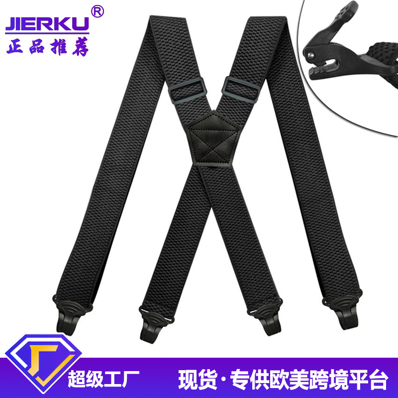 Dou Meng Cross-Border Supply Unisex Adult 4-Clip Elastic Suspender Clip 3.8cm Corn Pattern Elastic Suspenders