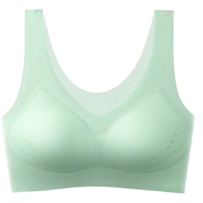 Summer Ultra-thin Seamless Ice Silk Underwear Women's Large Chest Showy Small Steel Ring-free Large Size Bra Beautiful Vest-style Large Size Bra