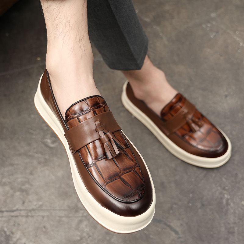 9615 Loafers Leather Shoes Men's Summer Youth British Style Lazy Loafers Casual Beanie Shoes Cross-Border