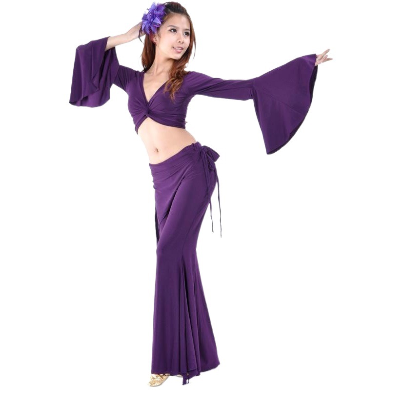 Crystal cotton bell sleeve crystal cotton waist skirt tribal pants, belly dance suit, belly dance autumn and winter suit