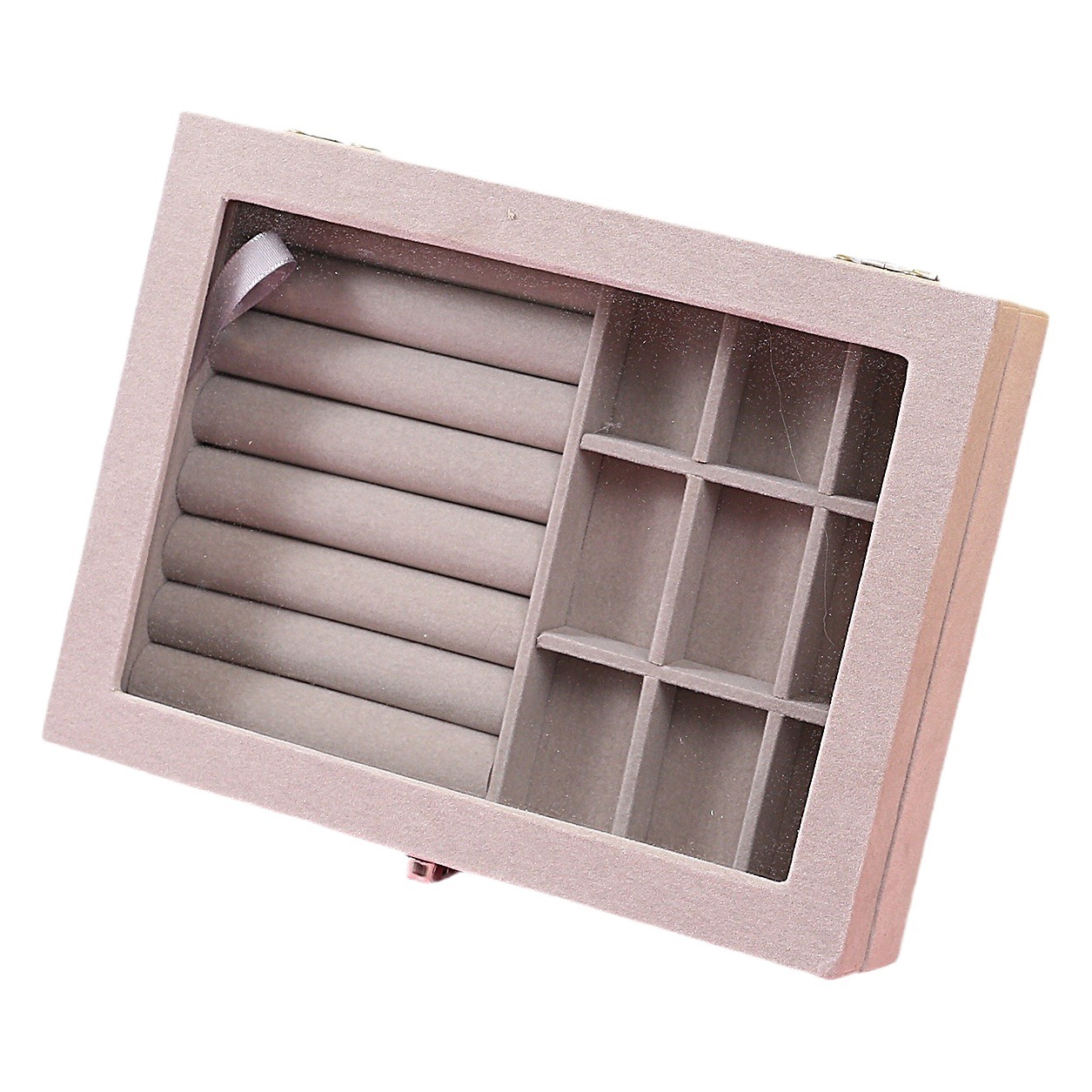 Flannel jewelry box accessories necklace ring storage box earrings pendant jewelry box household single-layer velvet box wholesale