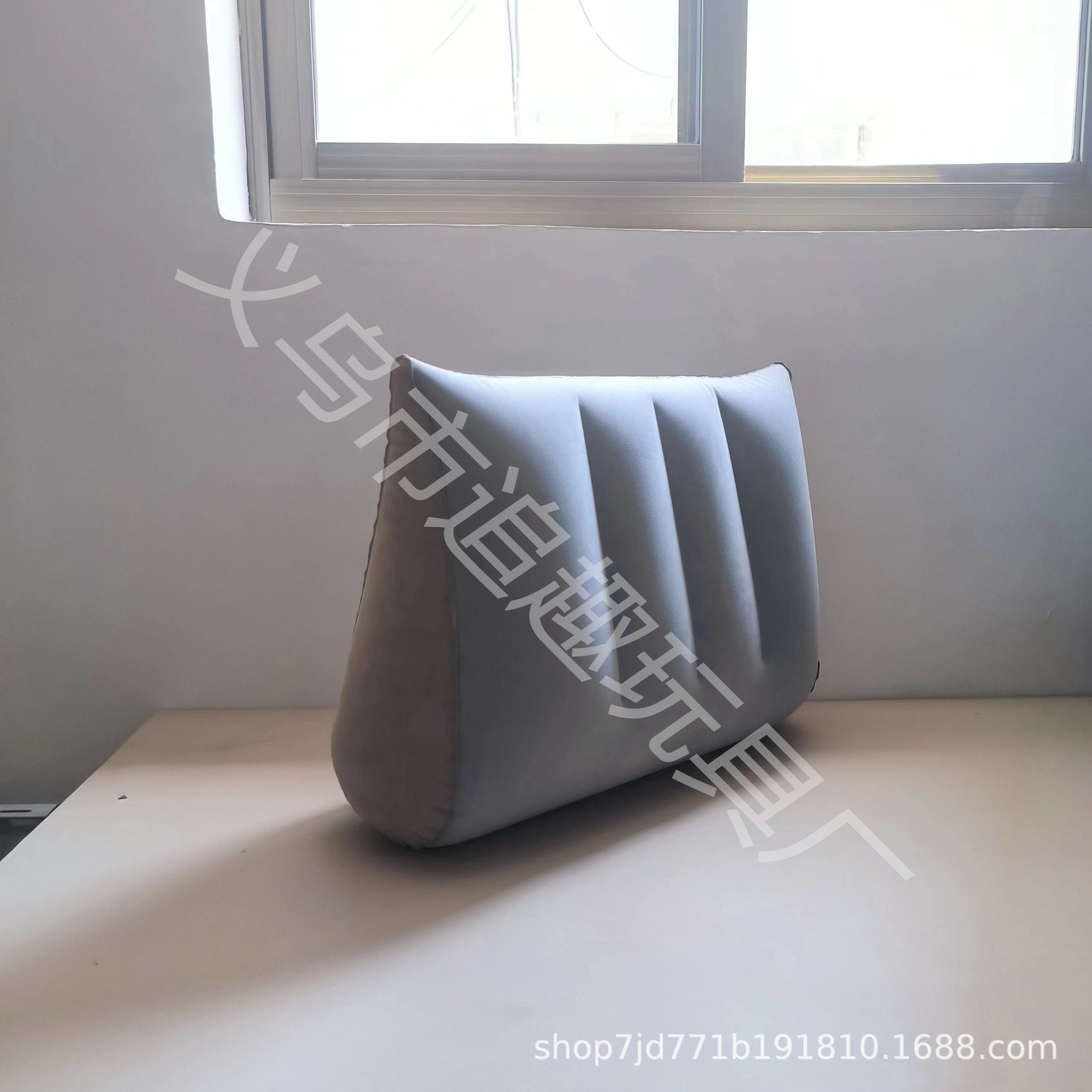 Picture of Manufacturer's Wholesale In-Stock Pvc Flocked Triangle Pillow Cushion Inflatable Pillow Travel Portable Prone Position Pillow