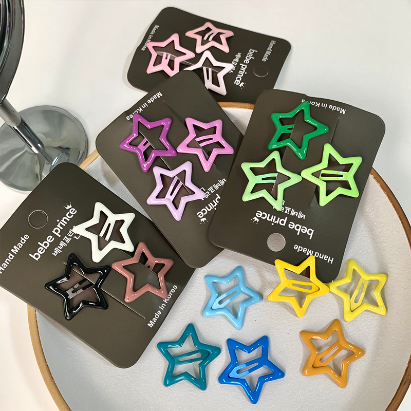 Picture of New color star hairpin suit multi-color series sweet not hurt hair side clip five-pointed star cute broken hairpin BB clip