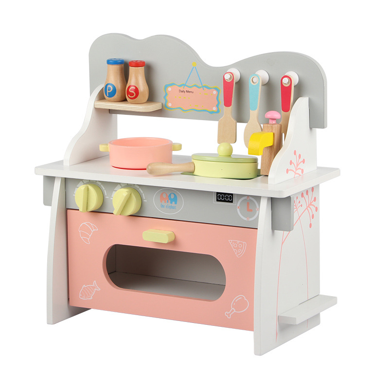 Picture of Wooden colorful disassembly gas stove puzzle simulation baby kitchen kitchenware children play house toys colorful kitchen