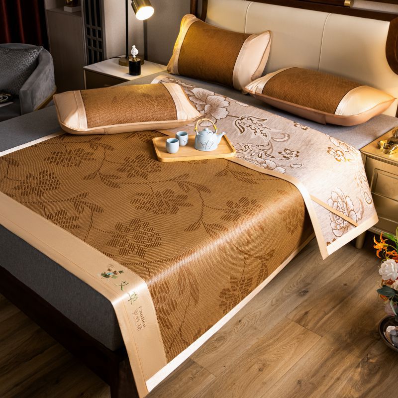 Picture of wormwood mat bamboo mat 2025 new summer ice silk rattan mat student dormitory single straw mat baby available mat