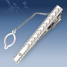 Picture of Metal tie clip men's suit chain 140 simple flower type business atmosphere with drill tie clip