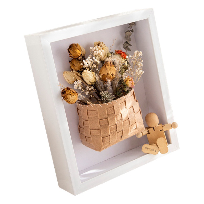 Creative handmade gift dried flower photo frame Three-Dimensional Hollow specimen frame A4diy wash photo made photo frame table