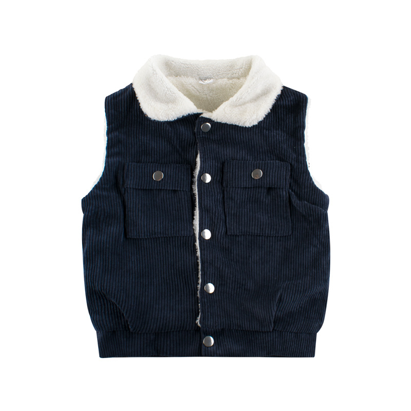 Picture of Spring Kidsren's Clothing Kidsren's Vest New 2024 Boys' Lamb Velvet Fleece-Lined Baby Clothing Warm Tops
