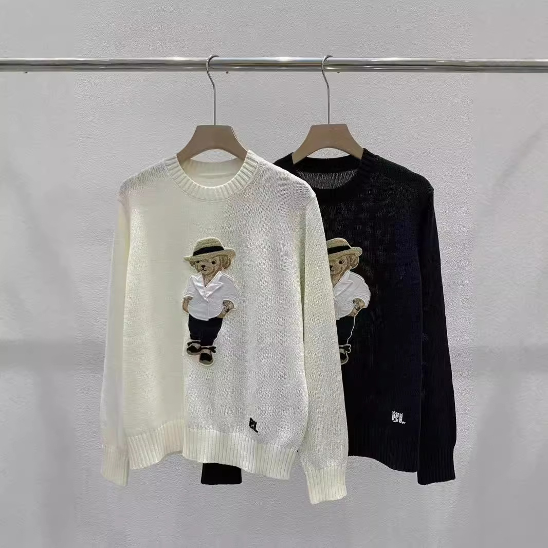 Nanyou High-Quality Export 24 Classic New Women's Clothing Rl Bear Round Neck Linen Knitwear Knitwear Age-Reducing 100L