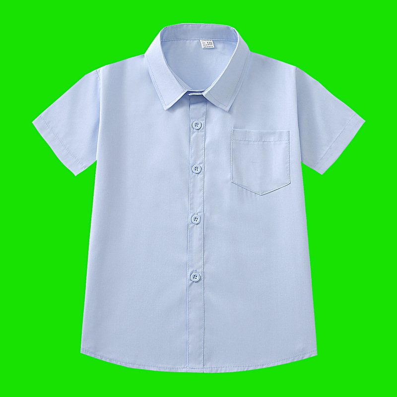 Picture of Children's shirt boy's shirt blue short-sleeved shirt high color fastness school uniform shirt non-shrinking anti-wrinkle