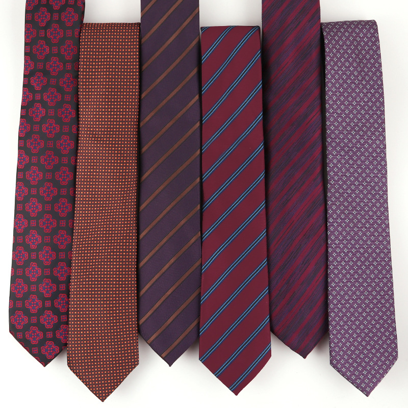 Purple Red Striped Floral Tie Men's Business Formal Casual Fashion Hand-Tied Tie Yarn-Dyed Jacquard Tie
