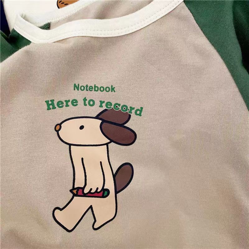 Picture of Pure Cotton Kidsren's Long-Sleeved T-Shirt 2025 Autumn New Boys and Girls Cartoon Contrasting Color Bottoming Shirt Baby Korean Style Cotton Top T-Shirt