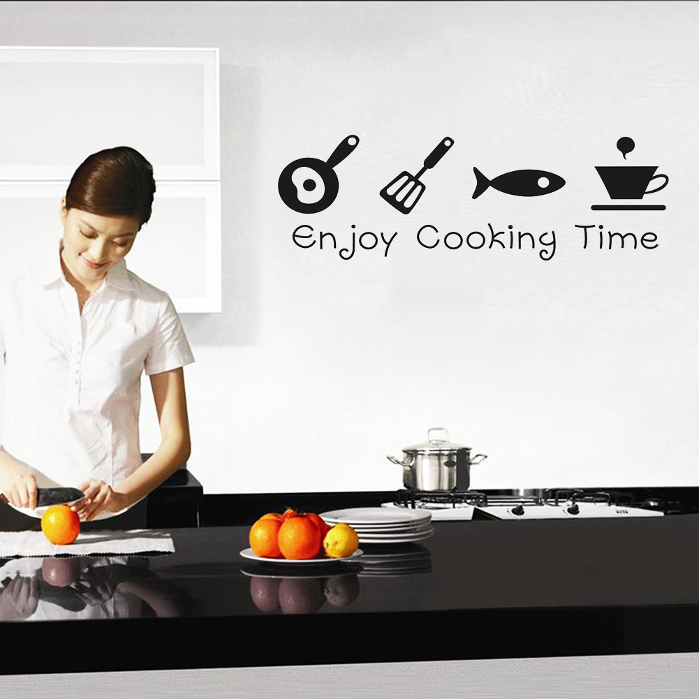 Foreign trade new English enjoy cooking time new kitchen living room carved wall stickers ZY8300