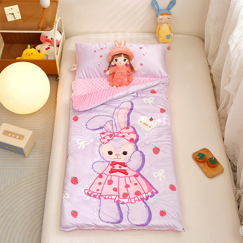 Picture of Cross-border foreign trade autumn and winter thickened large version of cartoon children's kindergarten baby velvet peas velvet sleeping bag kick-proof quilt wholesale