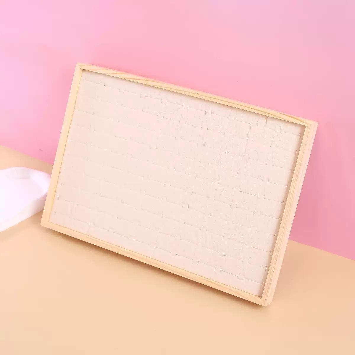 Earring and Ring Storage Organizer Box, Jewelry Tray, Bamboo Velvet Ring Display Tray, Jewelry Live Streaming Props