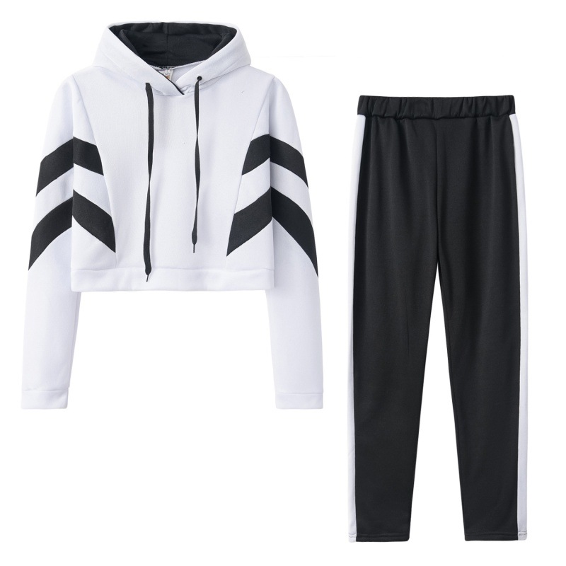 Picture of Europe and the United States explosions 2022 spring AliExpress Amazon women's hooded umbilical sweater suit two-piece set