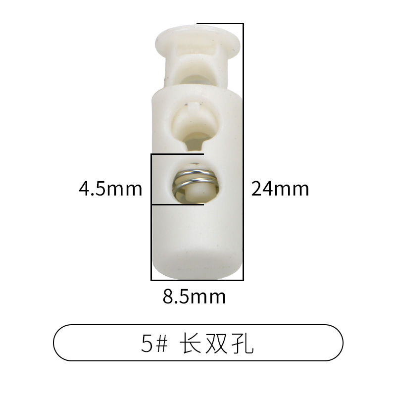 Picture of Manufacturer Plastic Adjustable Elastic Belt Spring Buckle with Rope Pig Nose Buckle Single and Double Holes Round Black Transparent Drawstring Buckle