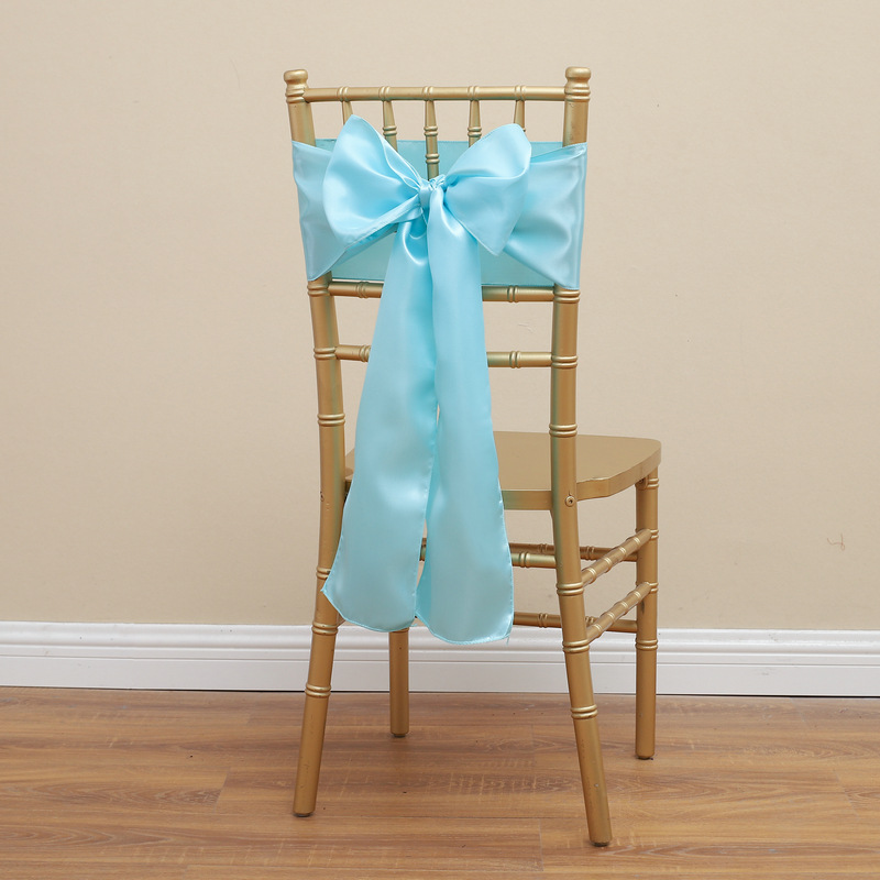 Picture of Chair Cover Bow Tie Hotel Wedding High-end Light Luxury Red Chair Back Flower Decoration Satin Diding Ribbon