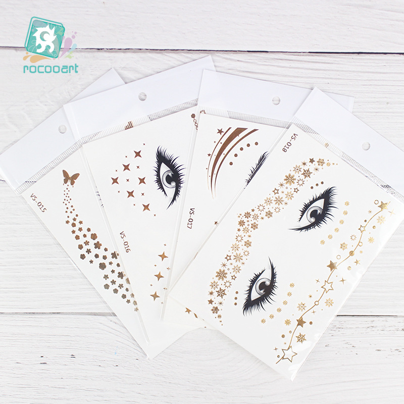 Picture of Cross-border Supply Waterproof Bronzing Electric Syllable Tattoo Sticker European and American Carnival Party Face Sticker Masquerade Freckles