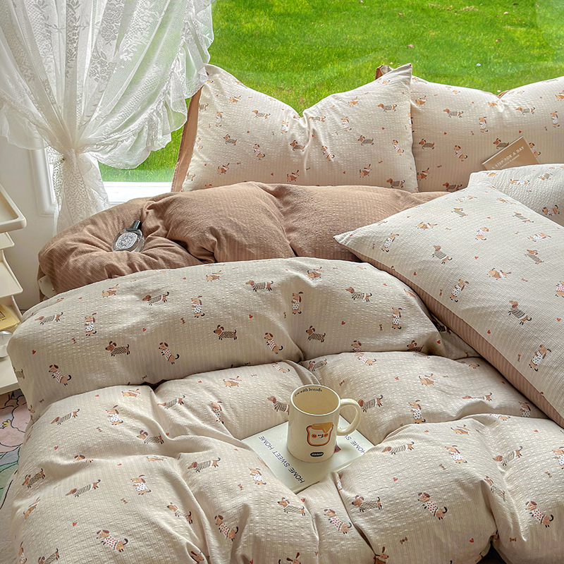 Picture of Category a Maternal and Infant Grade Small Fresh Floral Xiaozhu Cotton Quilt Cover Single Piece Skin-Friendly Washed Cotton Thickeneded Quilt Cover Wholesale
